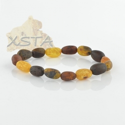 Multi color olive amber beads bracelet